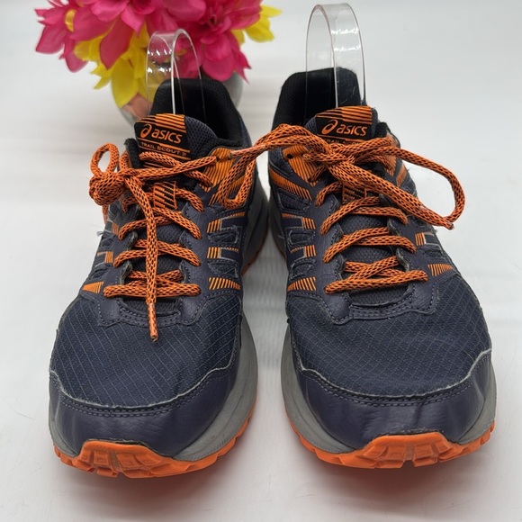 Asics Trail Scout 2 Black and Orange Athletic Shoes with Breathable Mesh Size 8 - Picture 2 of 7